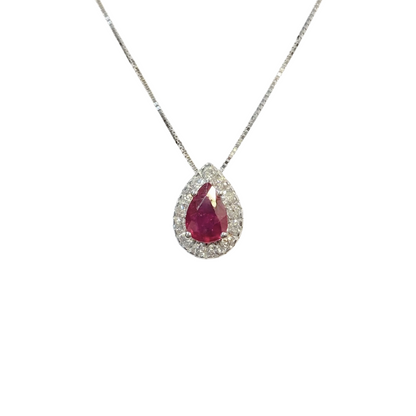 Necklace - 750 White Gold Rubies &amp; Diamonds