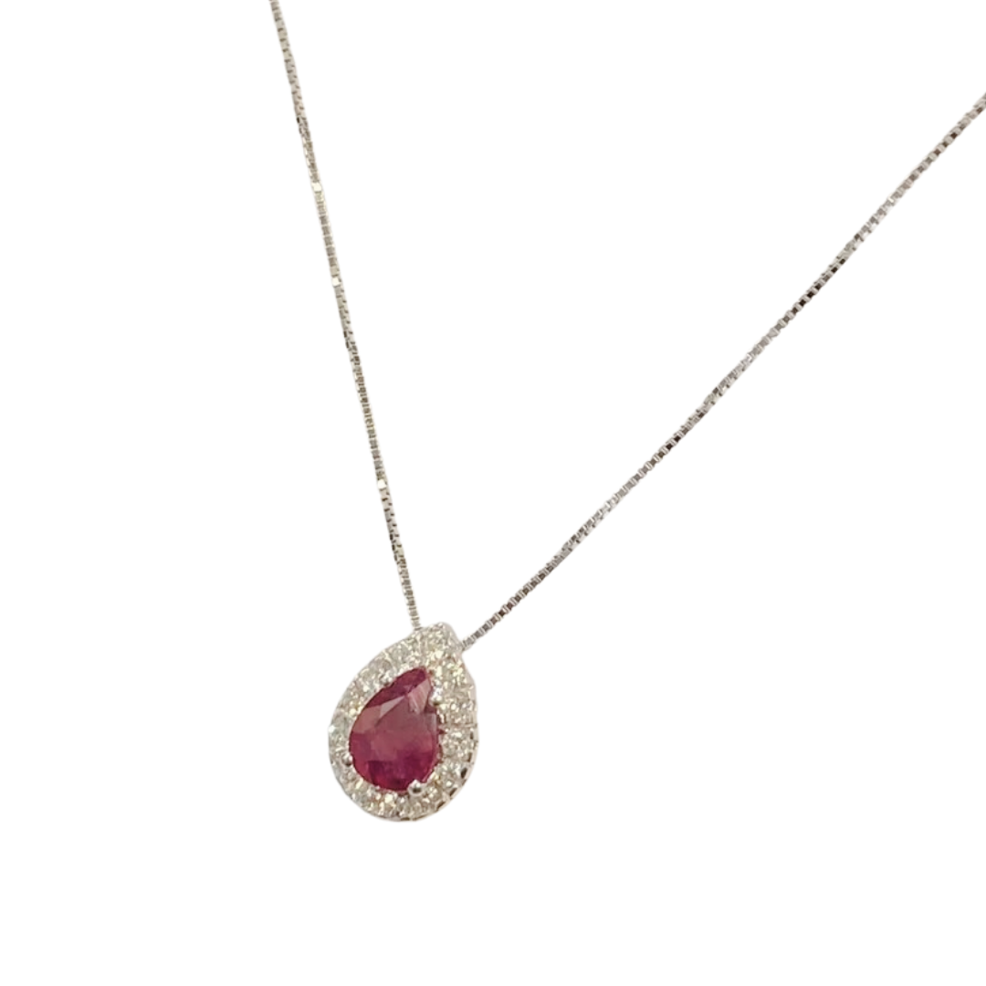 Necklace - 750 White Gold Rubies &amp; Diamonds