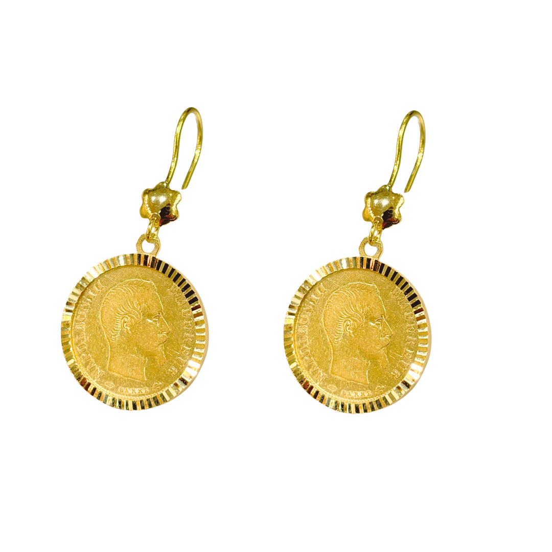 Boucles d'oreilles Pièces - Or Jaune 750 & Pièces 10 Francs Napoléon