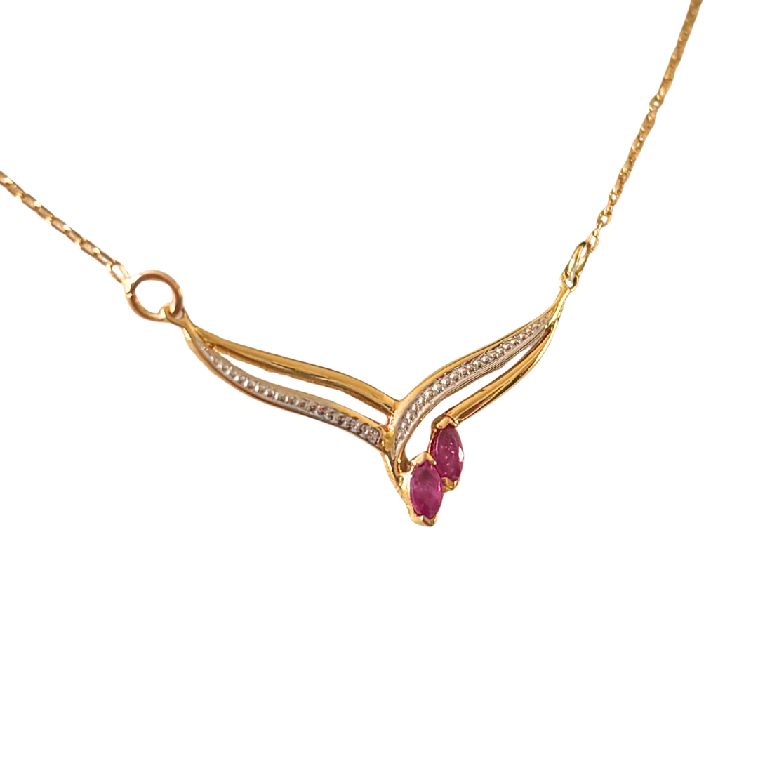 Collier Floral - Or Jaune 750 & Rubis