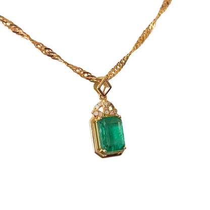 Collier Vintage - Or Jaune 750 & Émeraudes