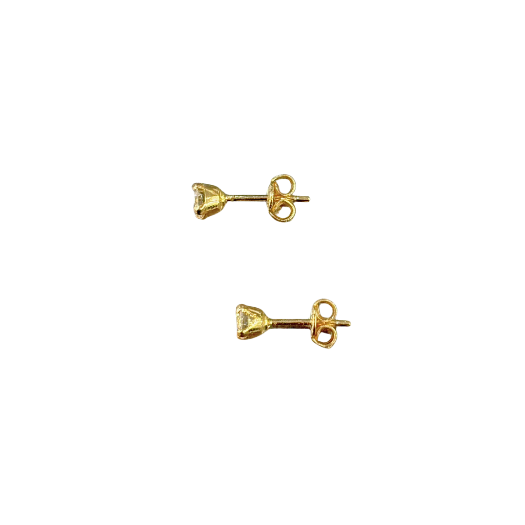 Boucles D'oreilles Puces Solitaire - Or Jaune 750 & Diamants