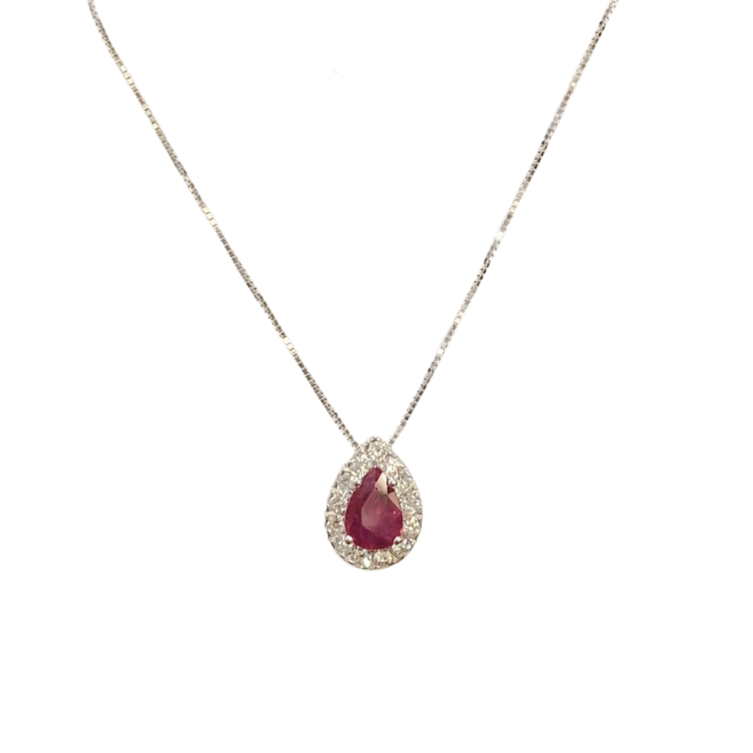 Necklace - 750 White Gold Rubies &amp; Diamonds