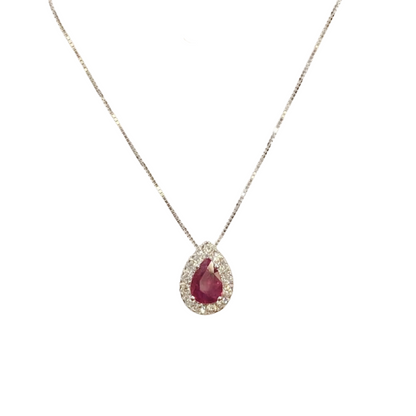 Necklace - 750 White Gold Rubies &amp; Diamonds