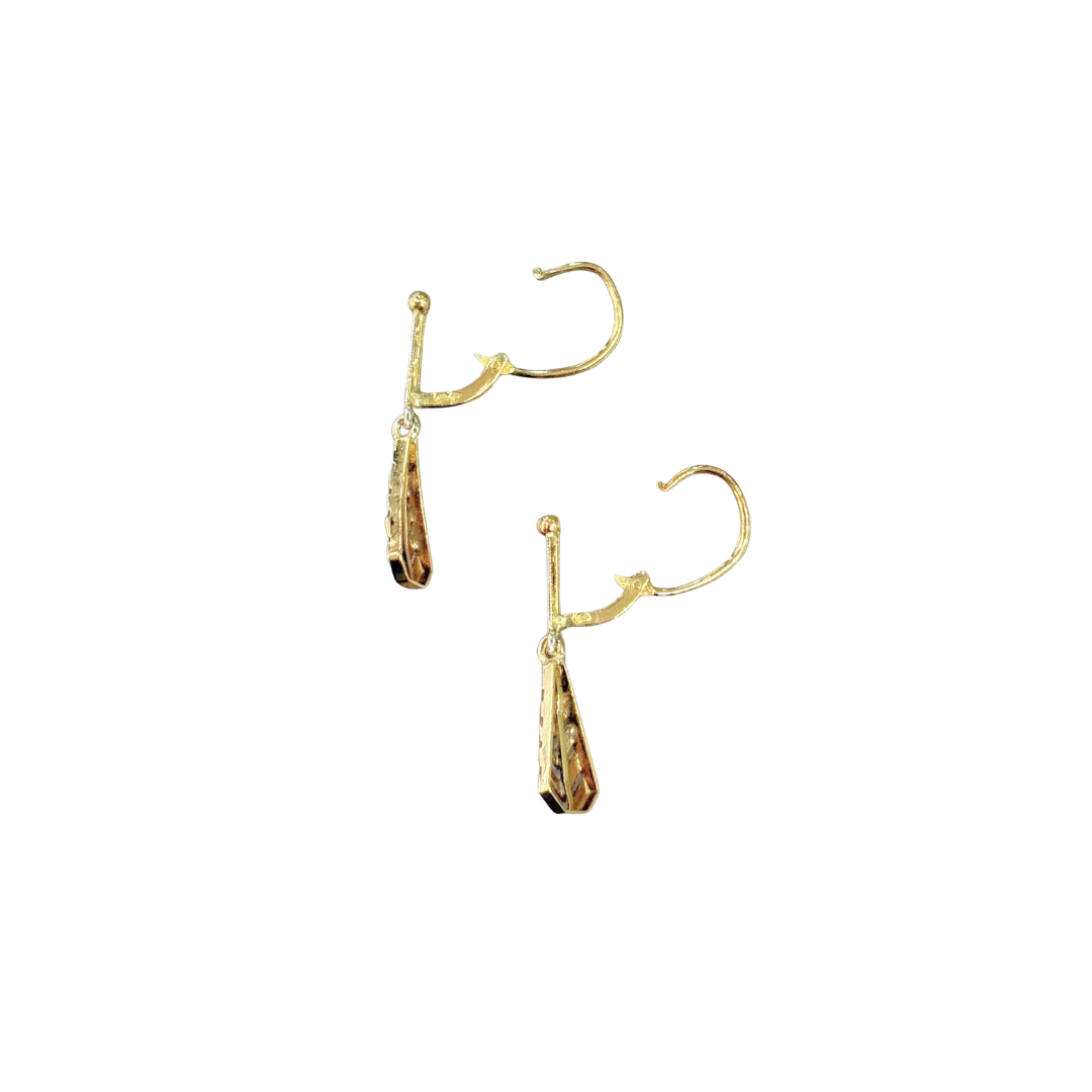 Boucles d'oreilles Vintage - Or Jaune/Blanc 750