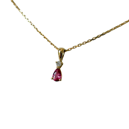 Collier Poire - Or Jaune 750 Rubis & Diamant