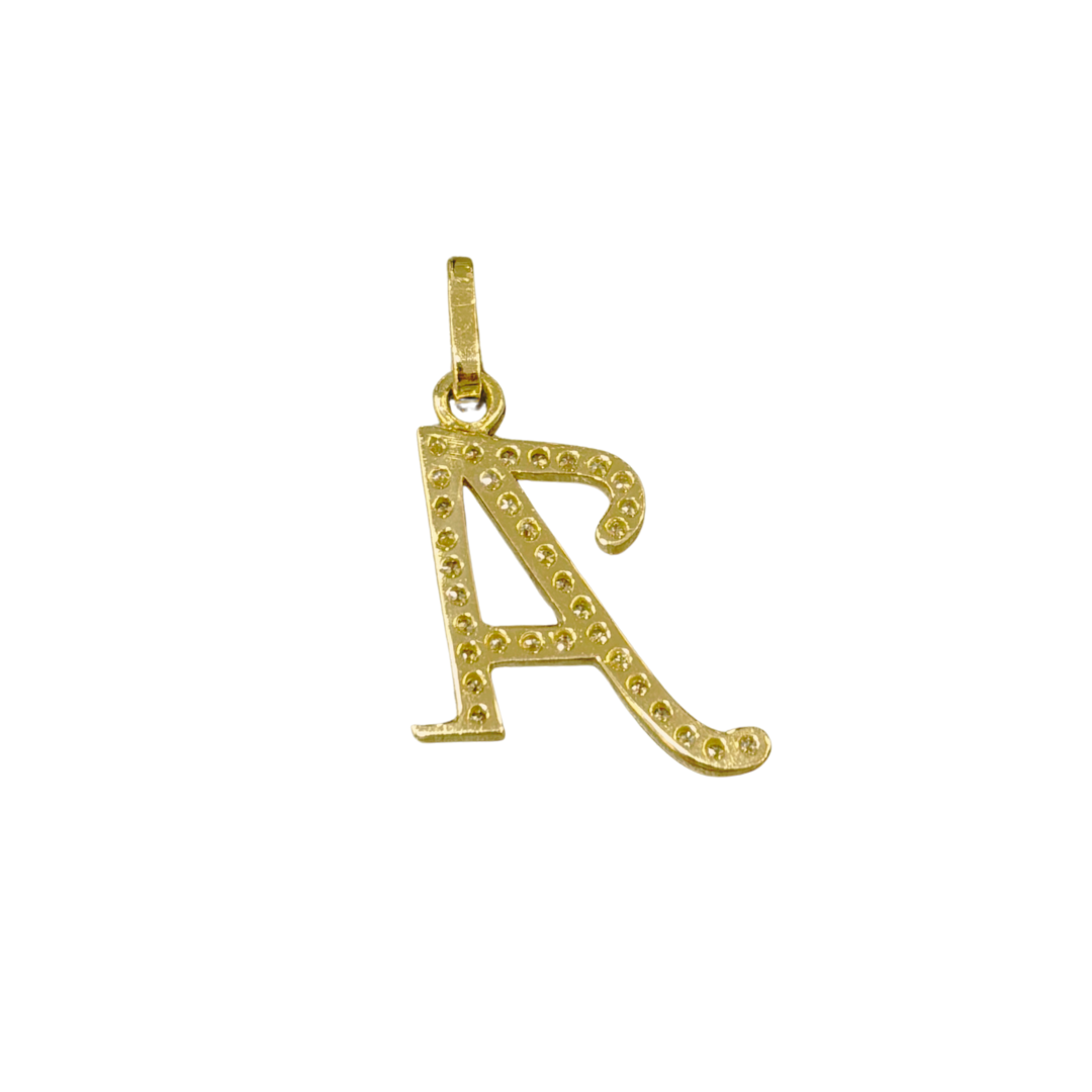 Pendentif Lettre A - Or Jaune 750 & Diamants
