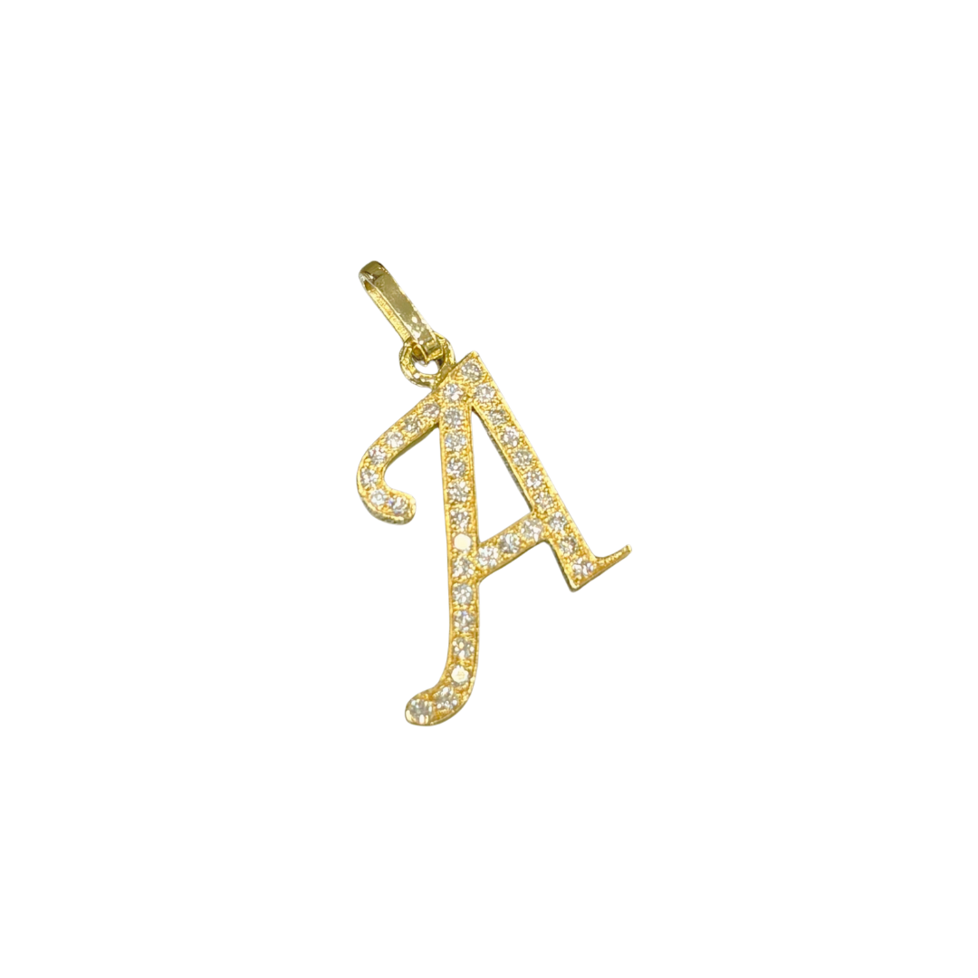 Pendentif Lettre A - Or Jaune 750 & Diamants