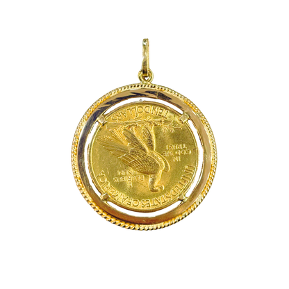 Pendentif Pièce - Or Jaune 750 & Pièce Or 10 Dollars