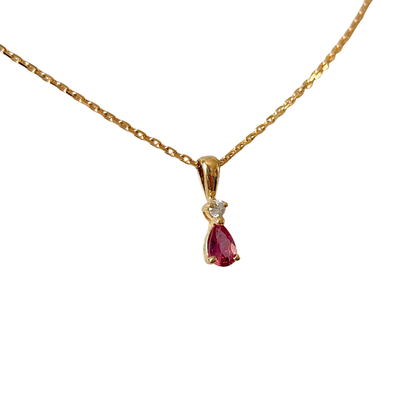 Collier Poire - Or Jaune 750 Rubis & Diamant