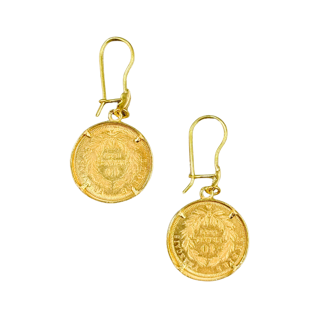 Boucles d'oreilles Pièces - Or Jaune 750 & Pièces 10 Francs Napoléon