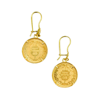 Boucles d'oreilles Pièces - Or Jaune 750 & Pièces 10 Francs Napoléon