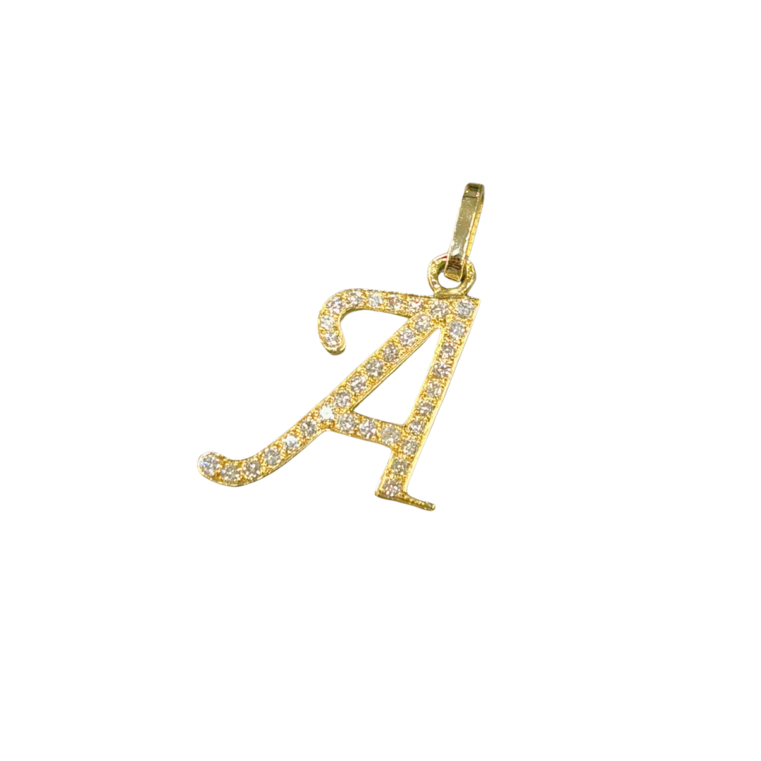 Pendentif Lettre A - Or Jaune 750 & Diamants