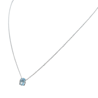 Collier - Or Blanc 750 Topaze & Diamant