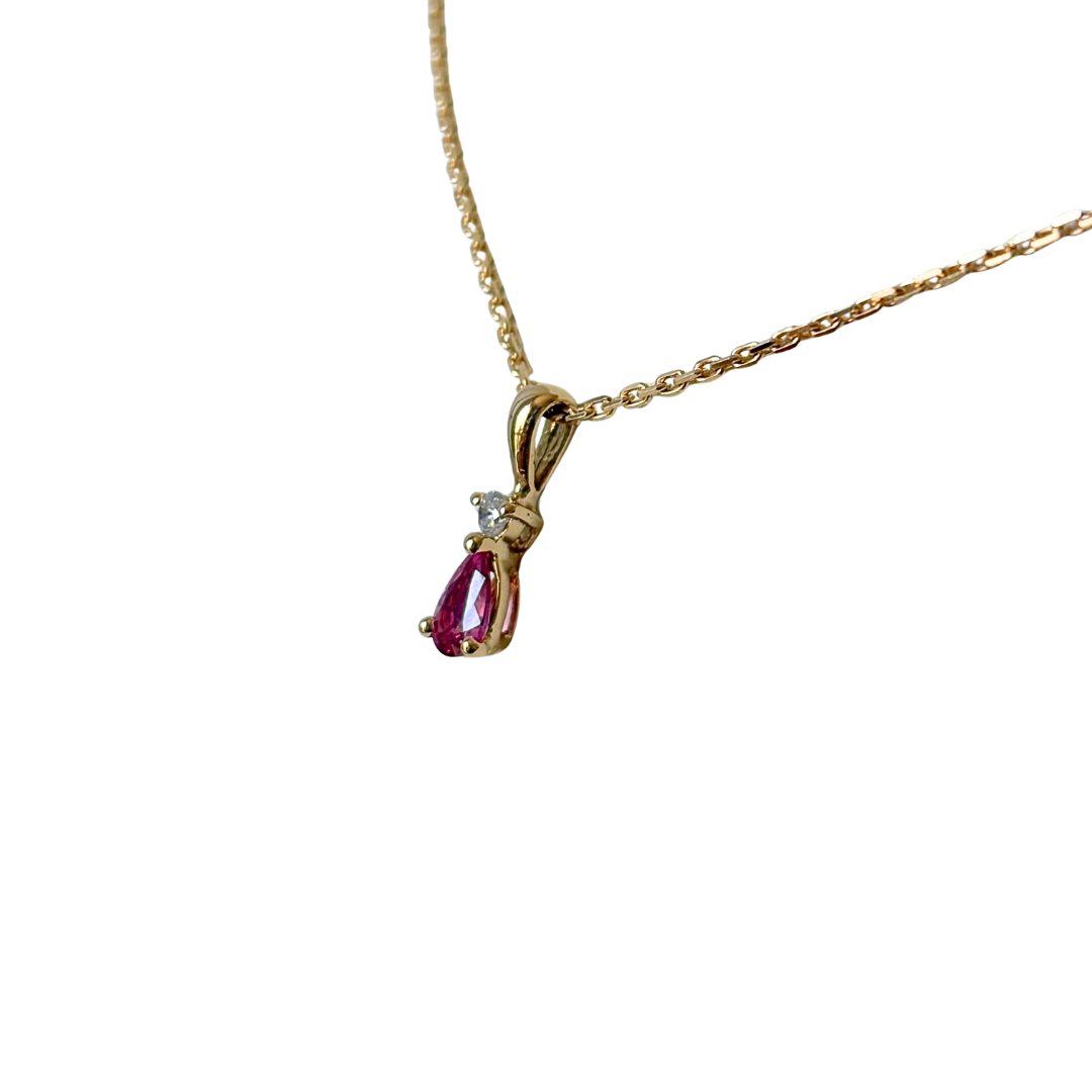 Collier Poire - Or Jaune 750 Rubis & Diamant