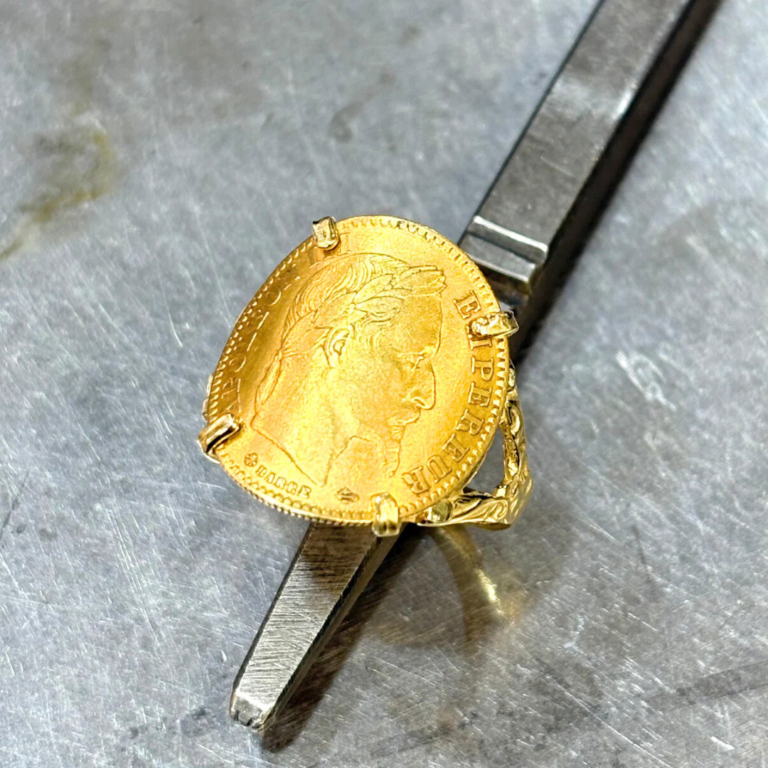 Bague Pièce - Or Jaune 750 & Pièce Or 10 Francs Napoléon
