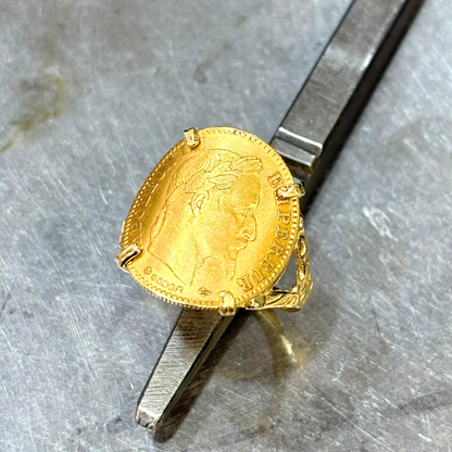 Bague Pièce - Or Jaune 750 & Pièce Or 10 Francs Napoléon