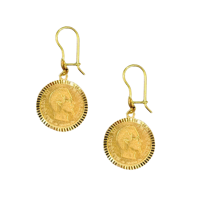 Boucles d'oreilles Pièces - Or Jaune 750 & Pièces 10 Francs Napoléon