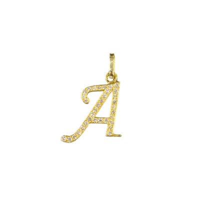 Pendentif Lettre A - Or Jaune 750 & Diamants