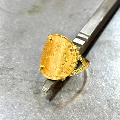 Bague Pièce - Or Jaune 750 & Pièce Or 10 Francs Napoléon