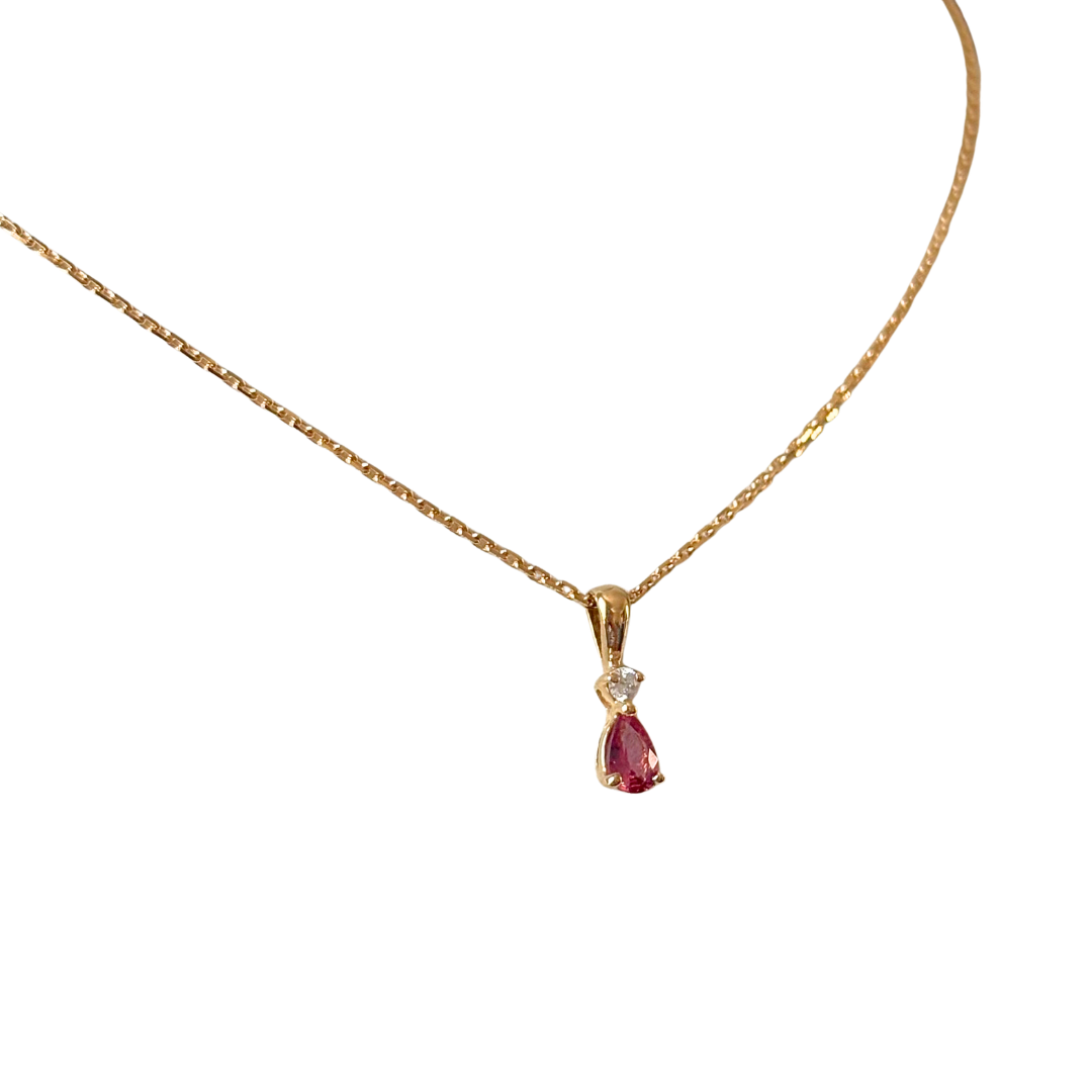 Collier Poire - Or Jaune 750 Rubis & Diamant