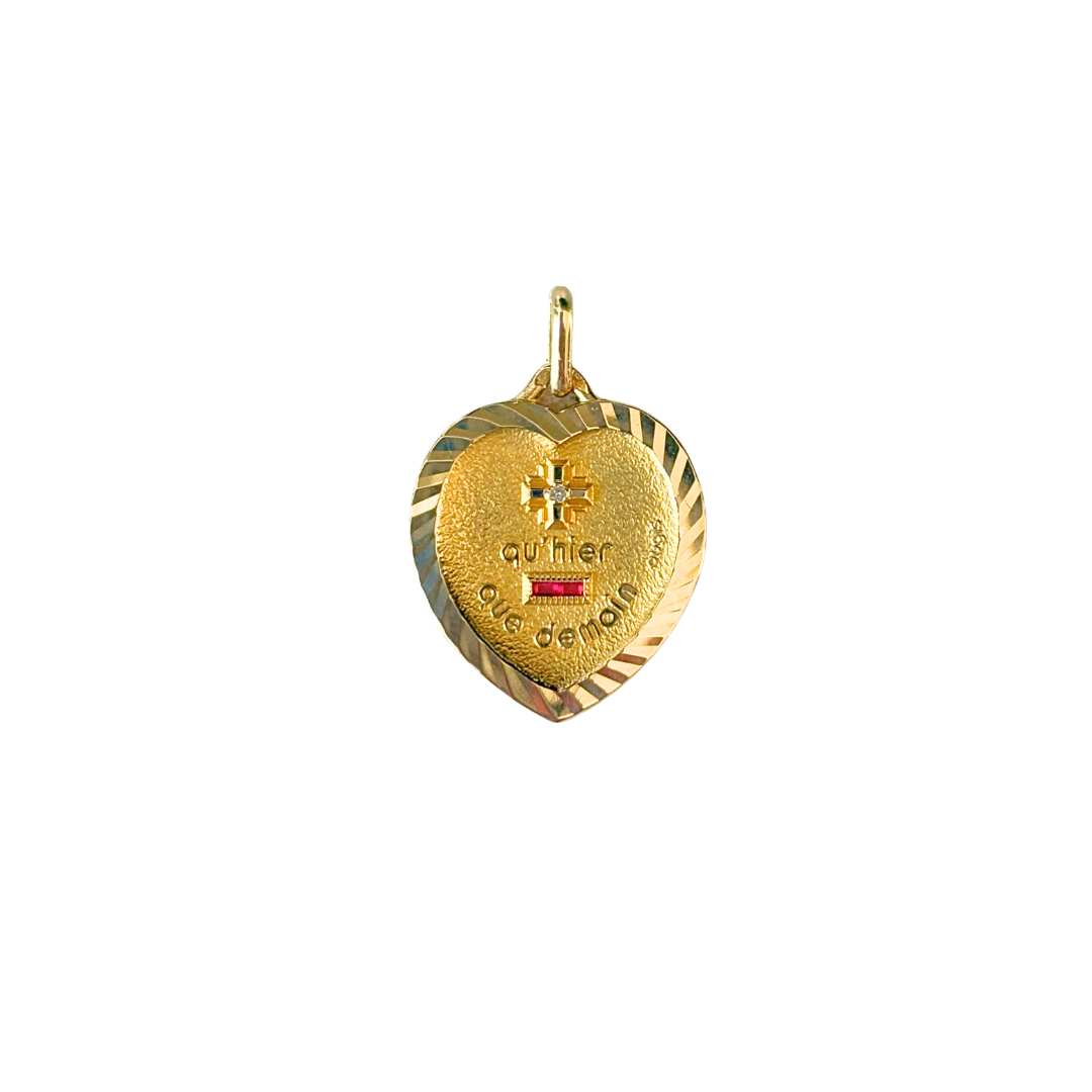 Pendentif Coeur Augis - Or Jaune 750 Rubis & Diamant