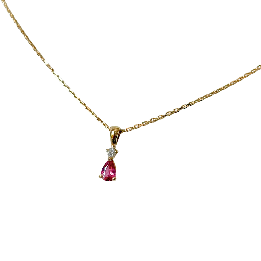Collier Poire - Or Jaune 750 Rubis & Diamant