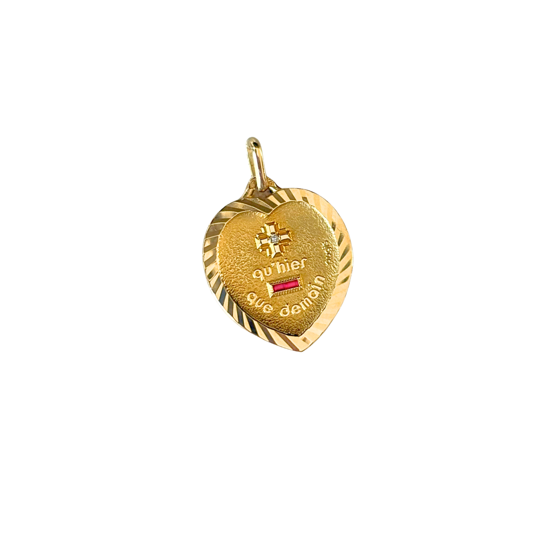 Pendentif Coeur Augis - Or Jaune 750 Rubis & Diamant