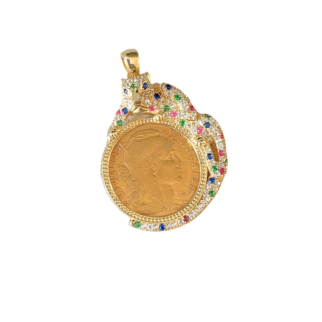 Pendentif Pièce - Or Jaune 750 & Pièce 10 Francs Marianne Coq