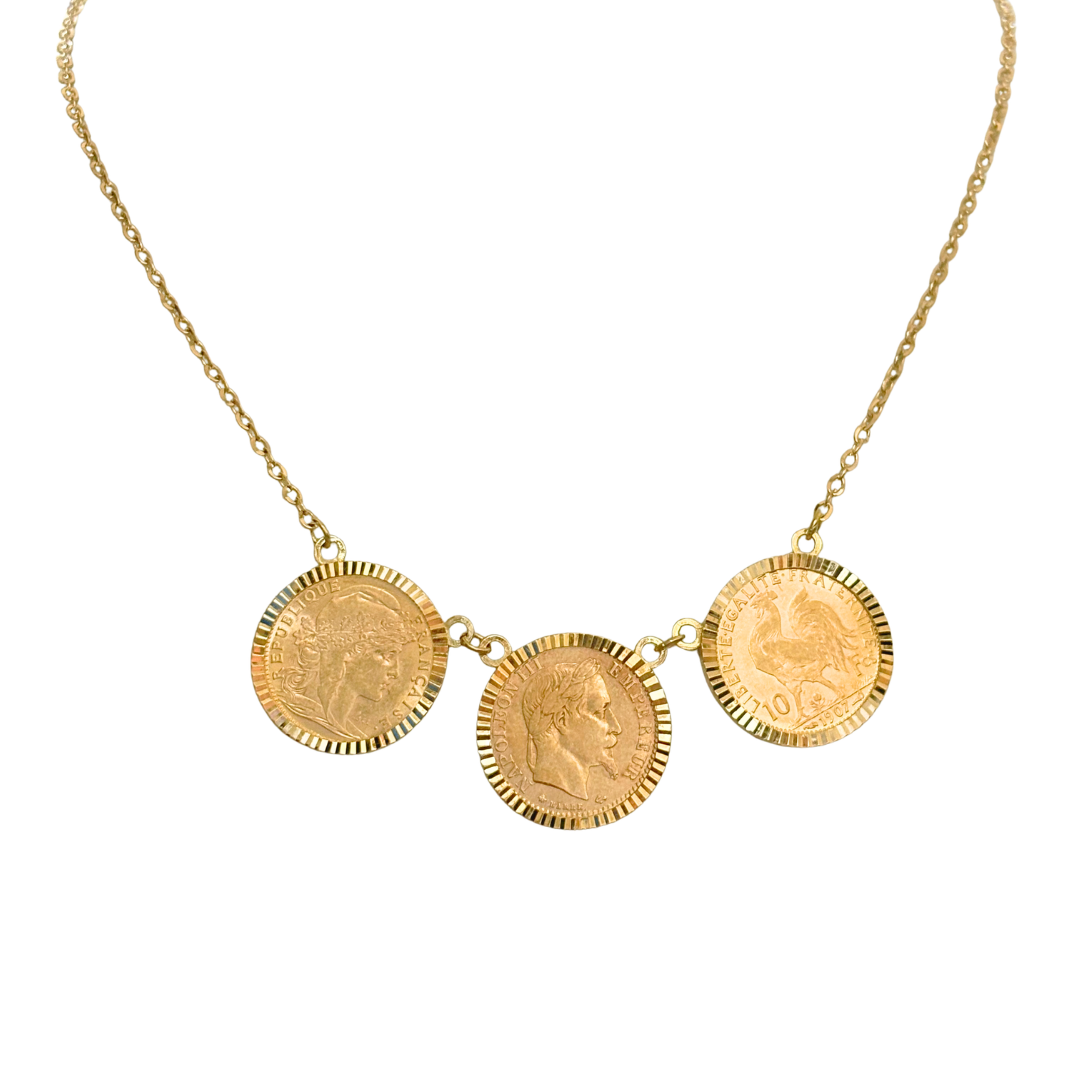Collier Pièces - Or Jaune 750 & Pièces Or 10 Francs Napoléon & Marianne