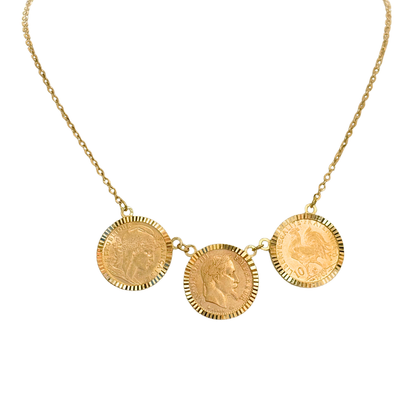 Collier Pièces - Or Jaune 750 & Pièces Or 10 Francs Napoléon & Marianne