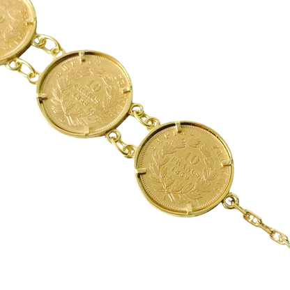 Bracelet Pièces - Or Jaune 750 & Pièces 10 Francs Napoléon