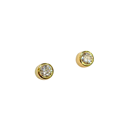 Boucles D'oreilles Puces Solitaire - Or Jaune 750 & Diamants