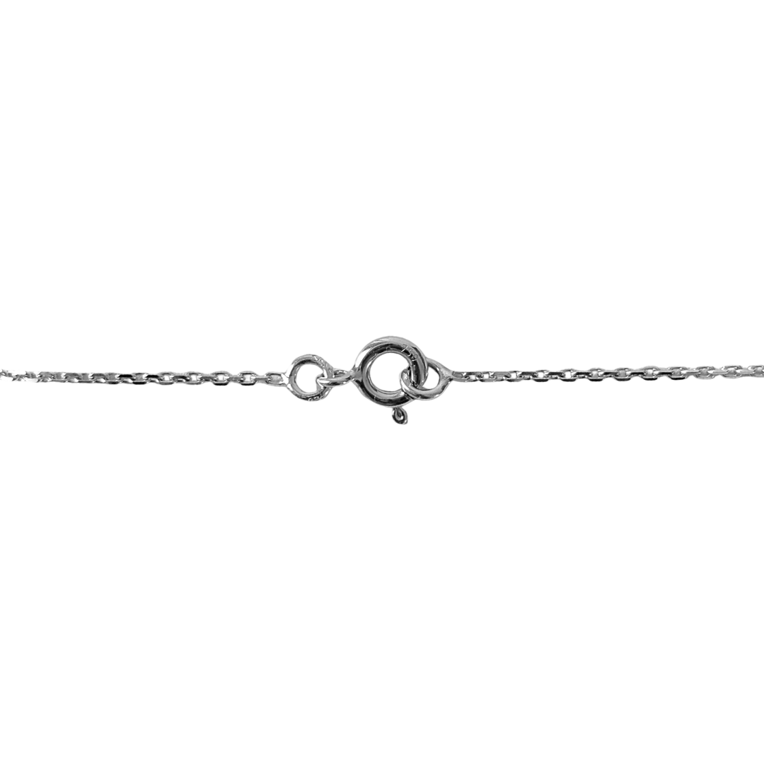 Collier Marguerite Vintage - Or Blanc 750 Saphir & Diamants