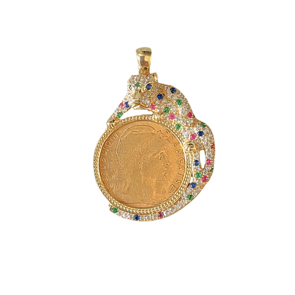 Pendentif Pièce - Or Jaune 750 & Pièce 10 Francs Marianne Coq
