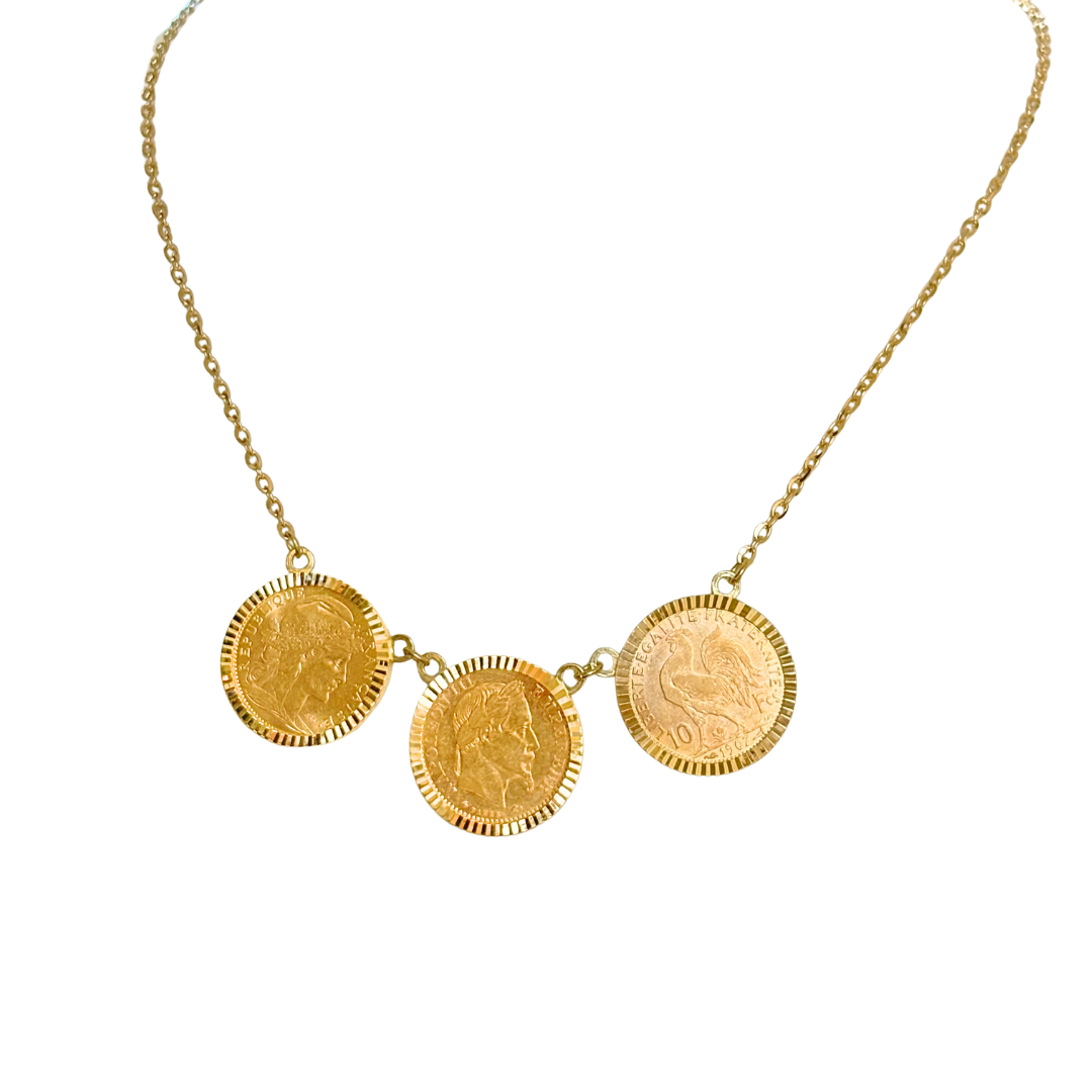 Collier Pièces - Or Jaune 750 & Pièces Or 10 Francs Napoléon & Marianne