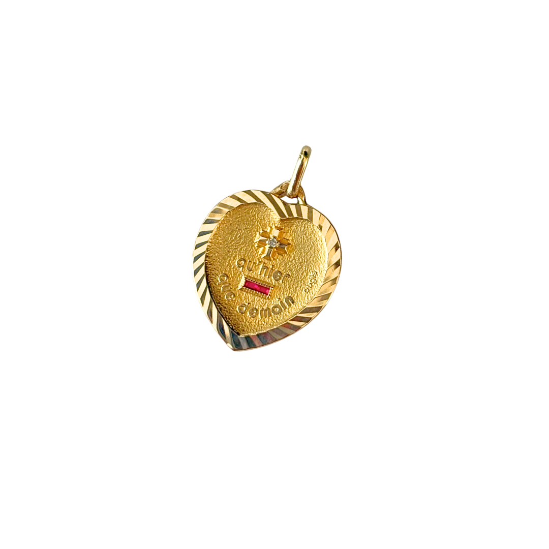 Pendentif Coeur Augis - Or Jaune 750 Rubis & Diamant