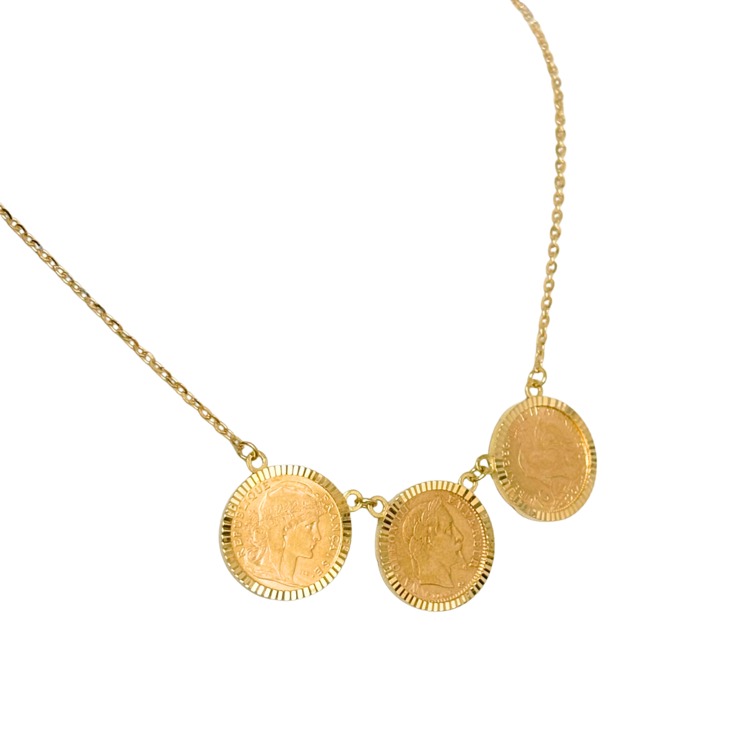 Collier Pièces - Or Jaune 750 & Pièces Or 10 Francs Napoléon & Marianne