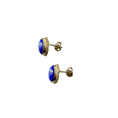Boucles D'oreilles Vintage - Or Jaune 750 & Lapis Lazuli