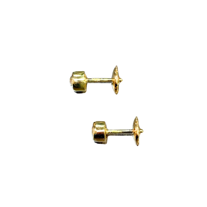Boucles D'oreilles Puces Solitaire - Or Jaune 750 & Diamants