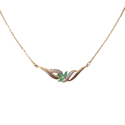 Collier Floral - Or Jaune 750 & Émeraudes