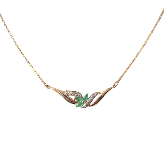 Collier Floral - Or Jaune 750 & Émeraudes