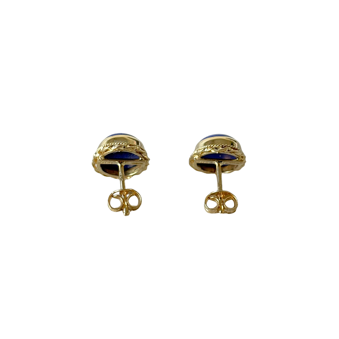 Boucles D'oreilles Vintage - Or Jaune 750 & Lapis Lazuli