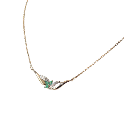 Collier Floral - Or Jaune 750 & Émeraudes
