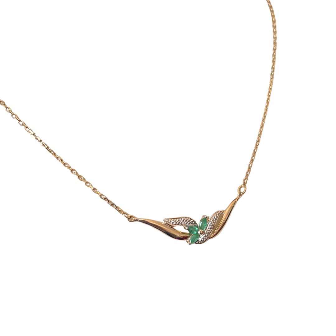 Collier Floral - Or Jaune 750 & Émeraudes