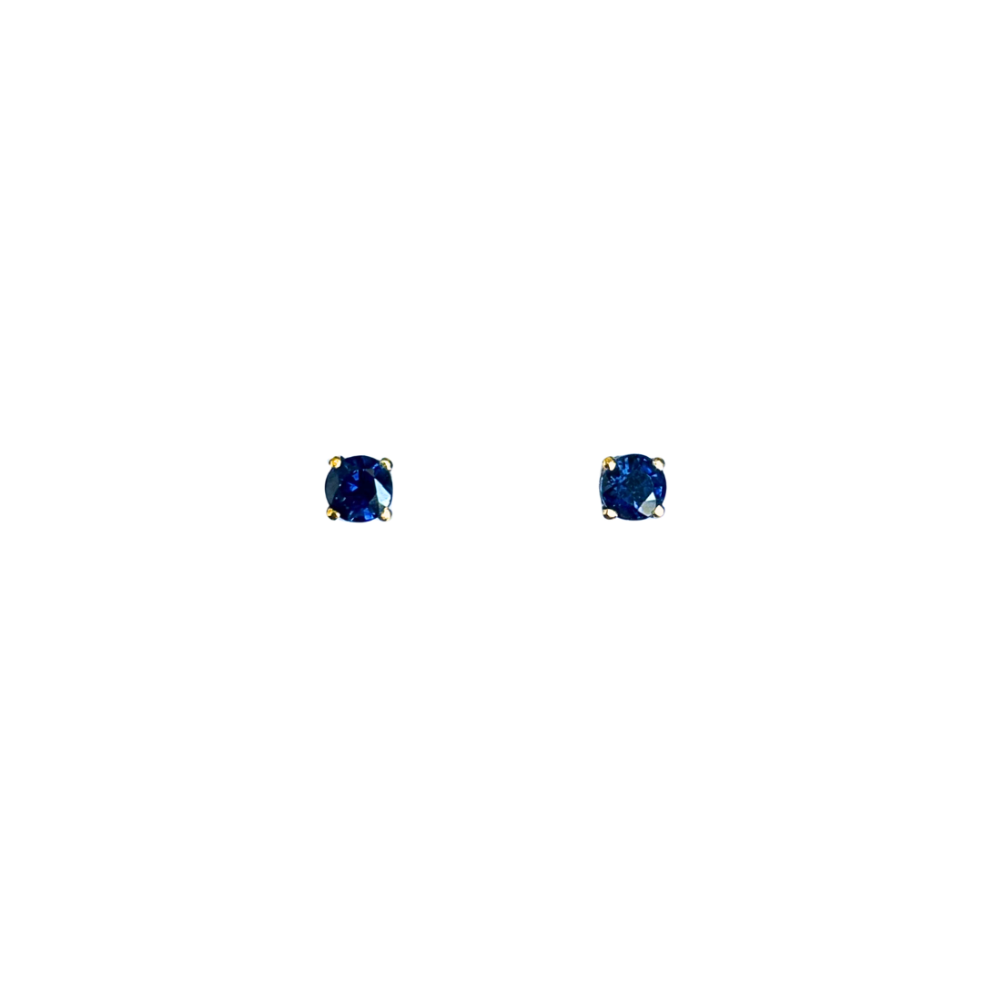 Boucles D'oreilles Puces - Or Jaune 750 & Saphirs