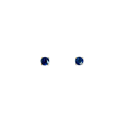 Boucles D'oreilles Puces - Or Jaune 750 & Saphirs