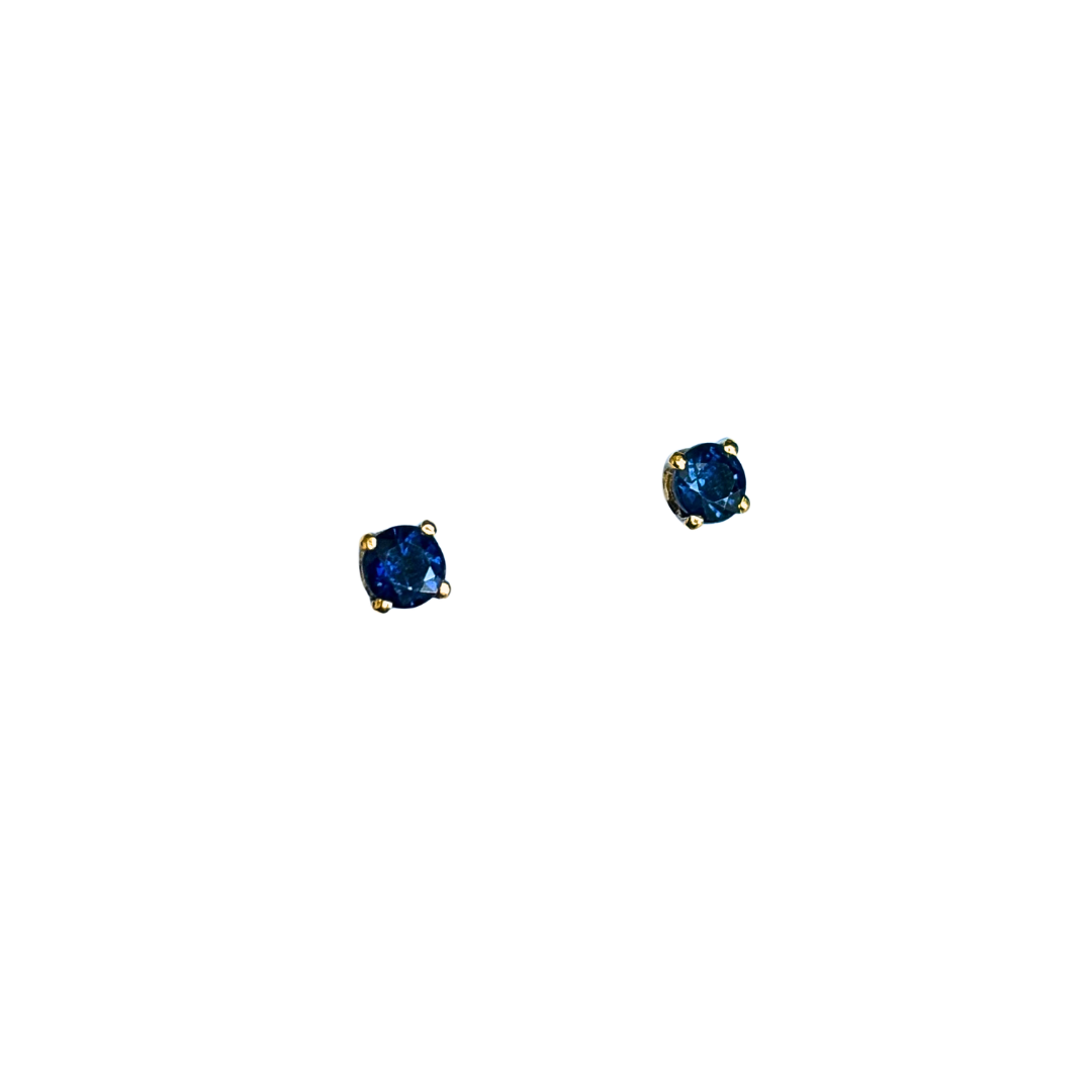 Boucles D'oreilles Puces - Or Jaune 750 & Saphirs