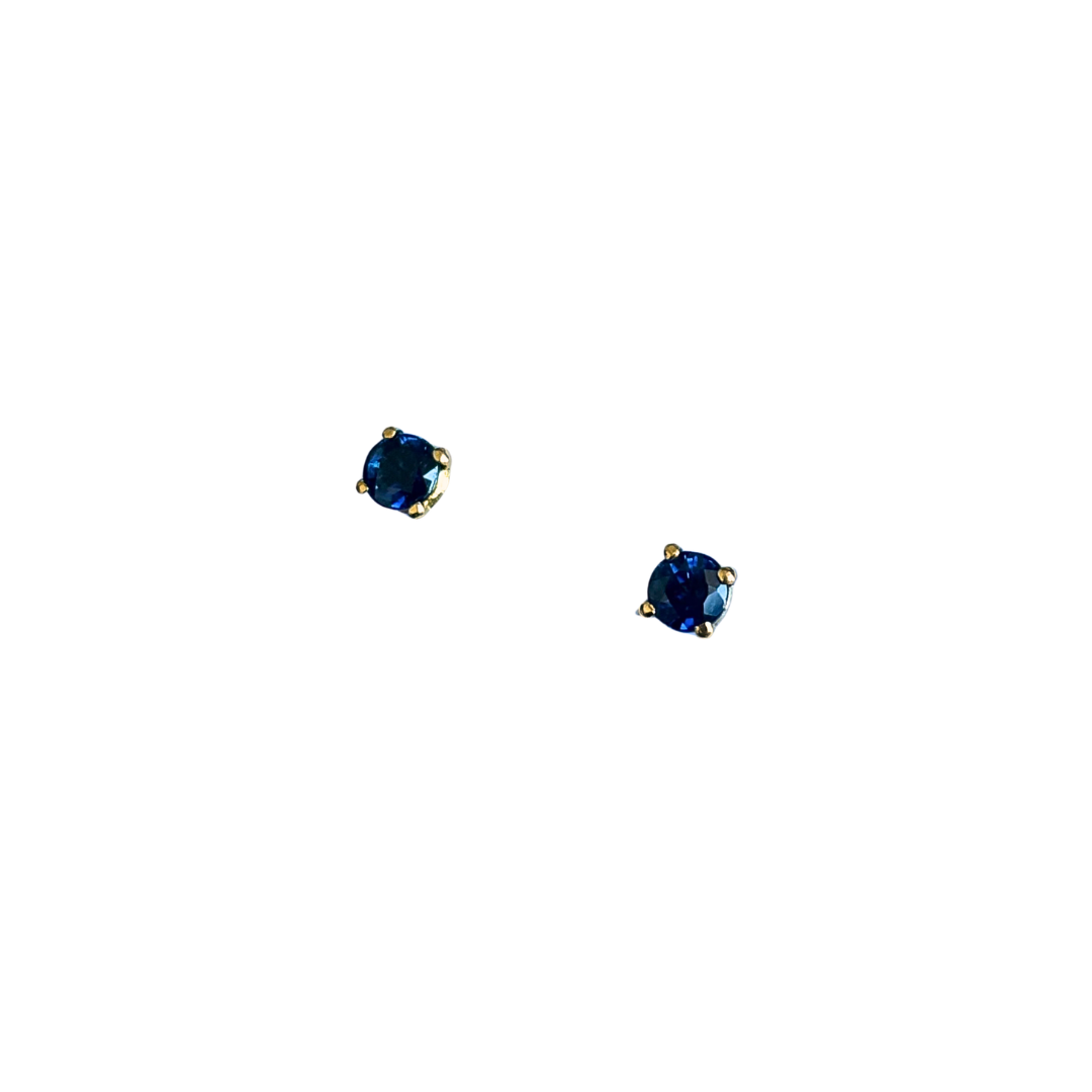 Boucles D'oreilles Puces - Or Jaune 750 & Saphirs