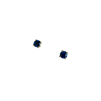 Boucles D'oreilles Puces - Or Jaune 750 & Saphirs